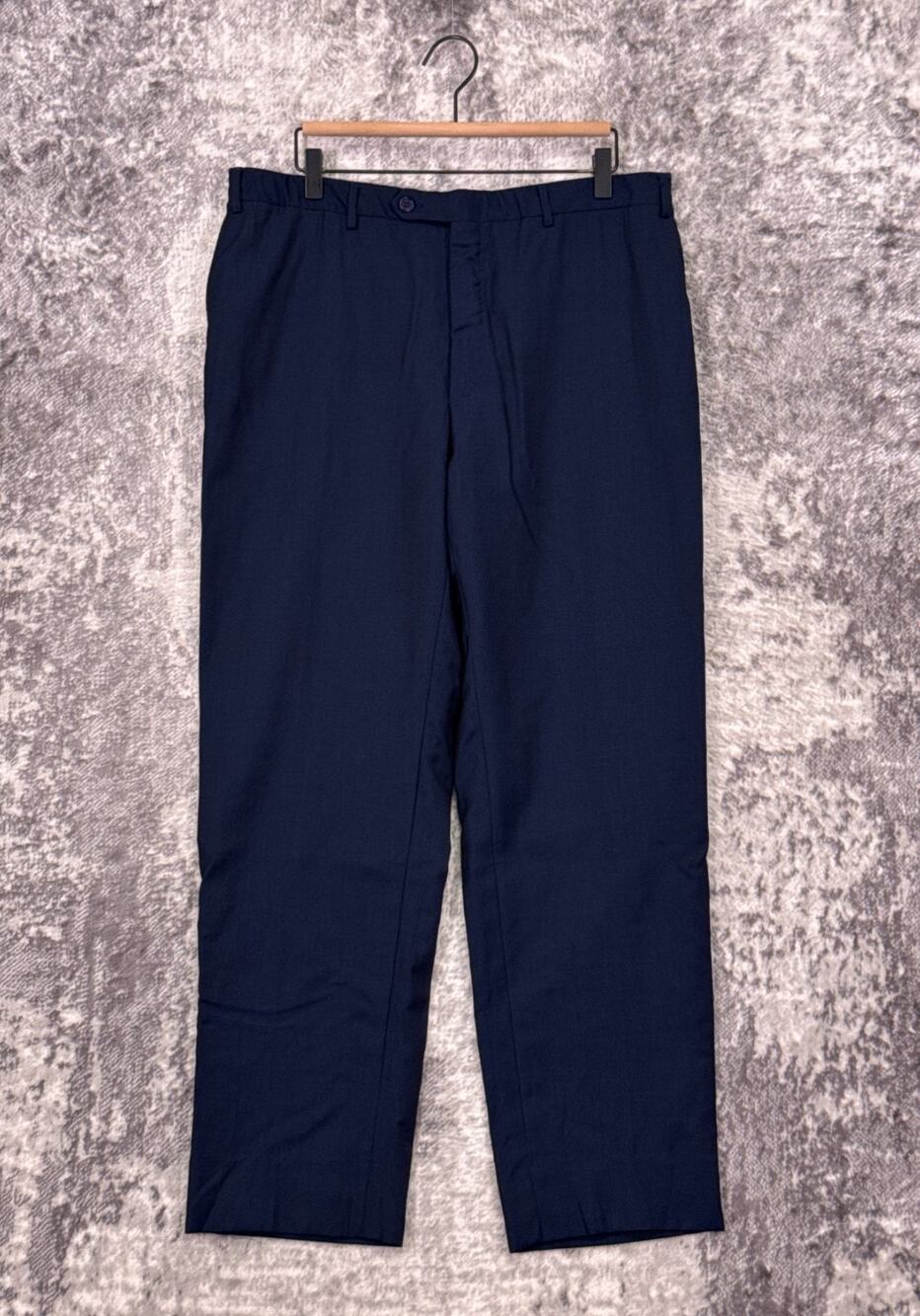 Canali Dress Pants 34 x 31 Mens Blue 100% Wool Jacquard Texture Classic Taper